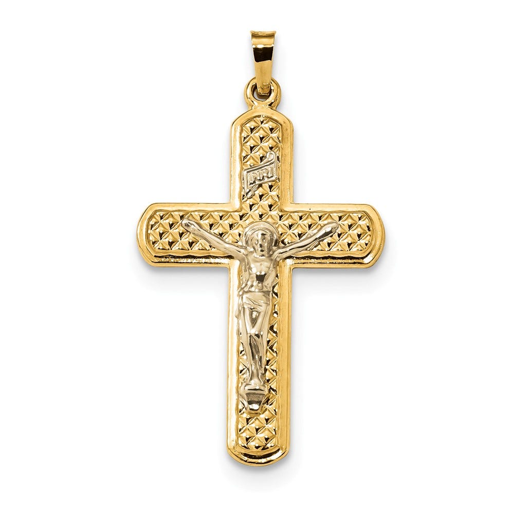 14K Two-Tone Inri Crucifix Pendant