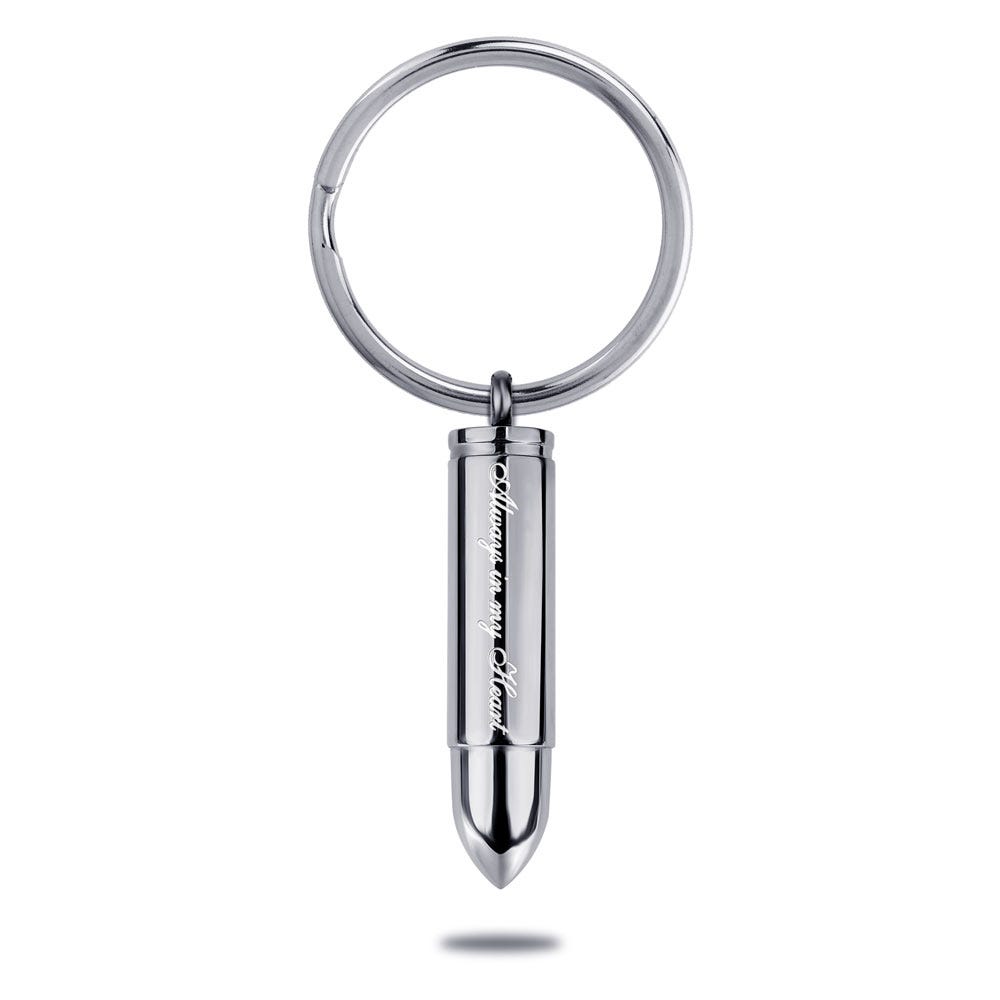 Bullet Shaped "Always in My Heart" Cremation and Ash Vessel Keychain