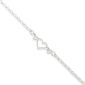 Sterling Silver Polished Triple Heart Anklet
