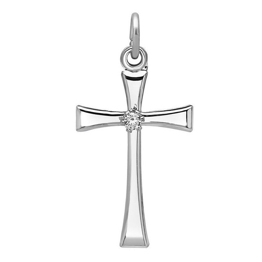 Sterling Silver Cross Pendant With Cubic Zirconia