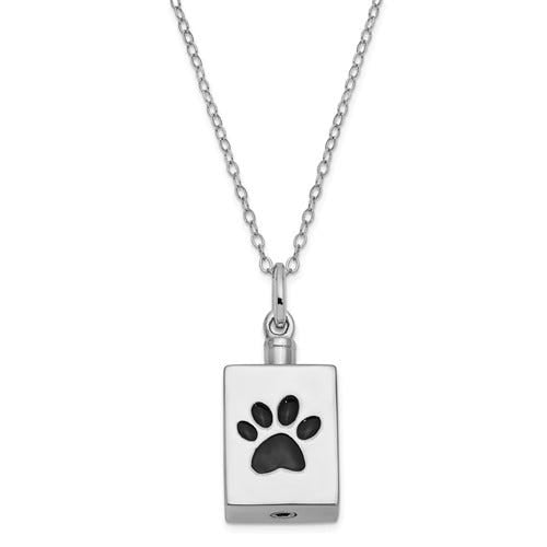 Sterling Silver Antiqued Black Paw Ash Holder 18In. Necklace