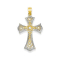 14K Yellow Gold Diamond Cut Flared-Arm Cross Pendant