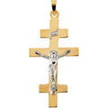 Two Tone Block-Arm Crucifix Pendant