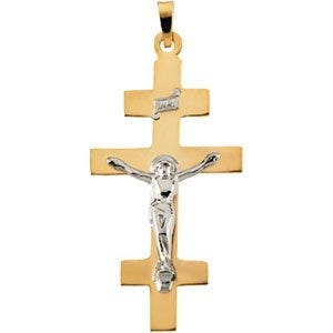 Two Tone Block-Arm Crucifix Pendant