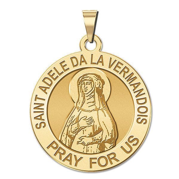 Saint Adele De La Vermandois Round Religous Medal
