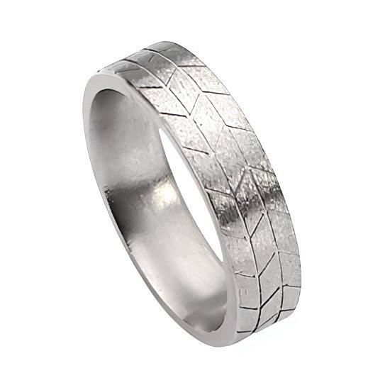 Titanium Tread Design Approx. 0.24 Inch Satin Flat Wedding Band