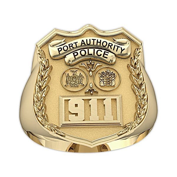 Ny/Nj Personalized Port Authority Police Badge Ring with Department