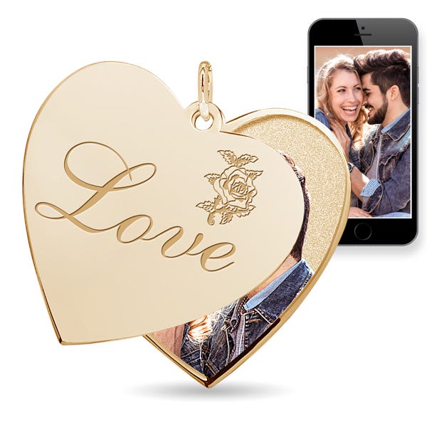 Love Heart Swivel Photo Pendant