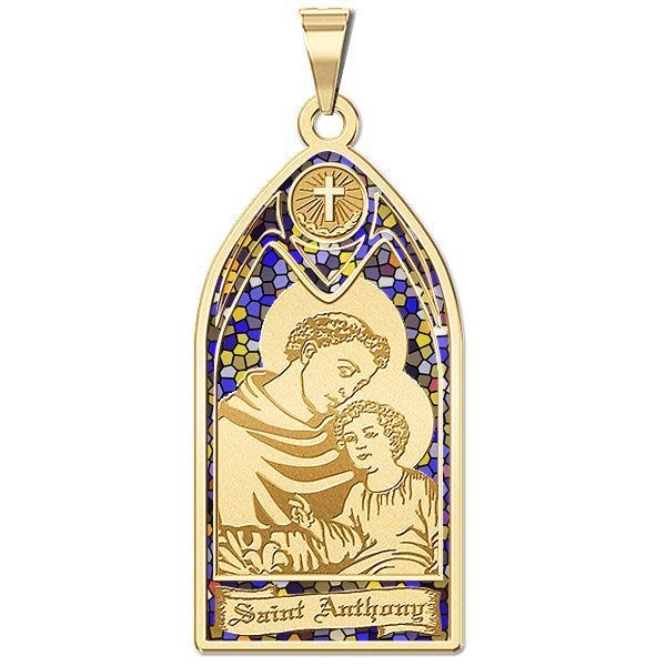 Saint Anthony - Stained Glass Religious Medal