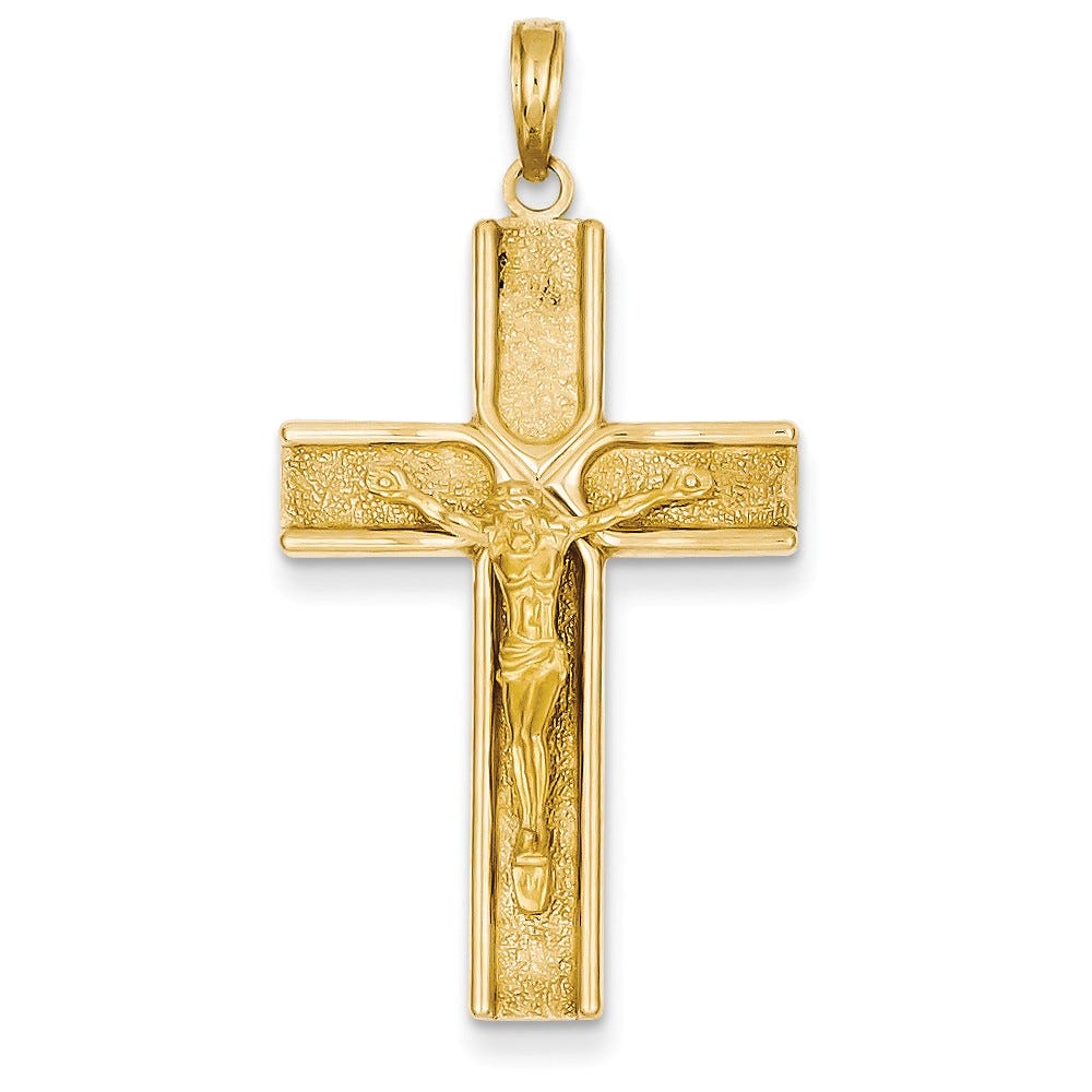 14K Satin Finish Crucifix Pendant