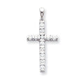 14K White Gold Aa Diamond Latin Cross Pendant
