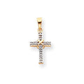 14K And Rhodium Diamond Latin Cross Pendant
