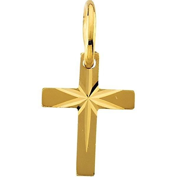 14K Yellow Gold Child's Cross Pendant With Star