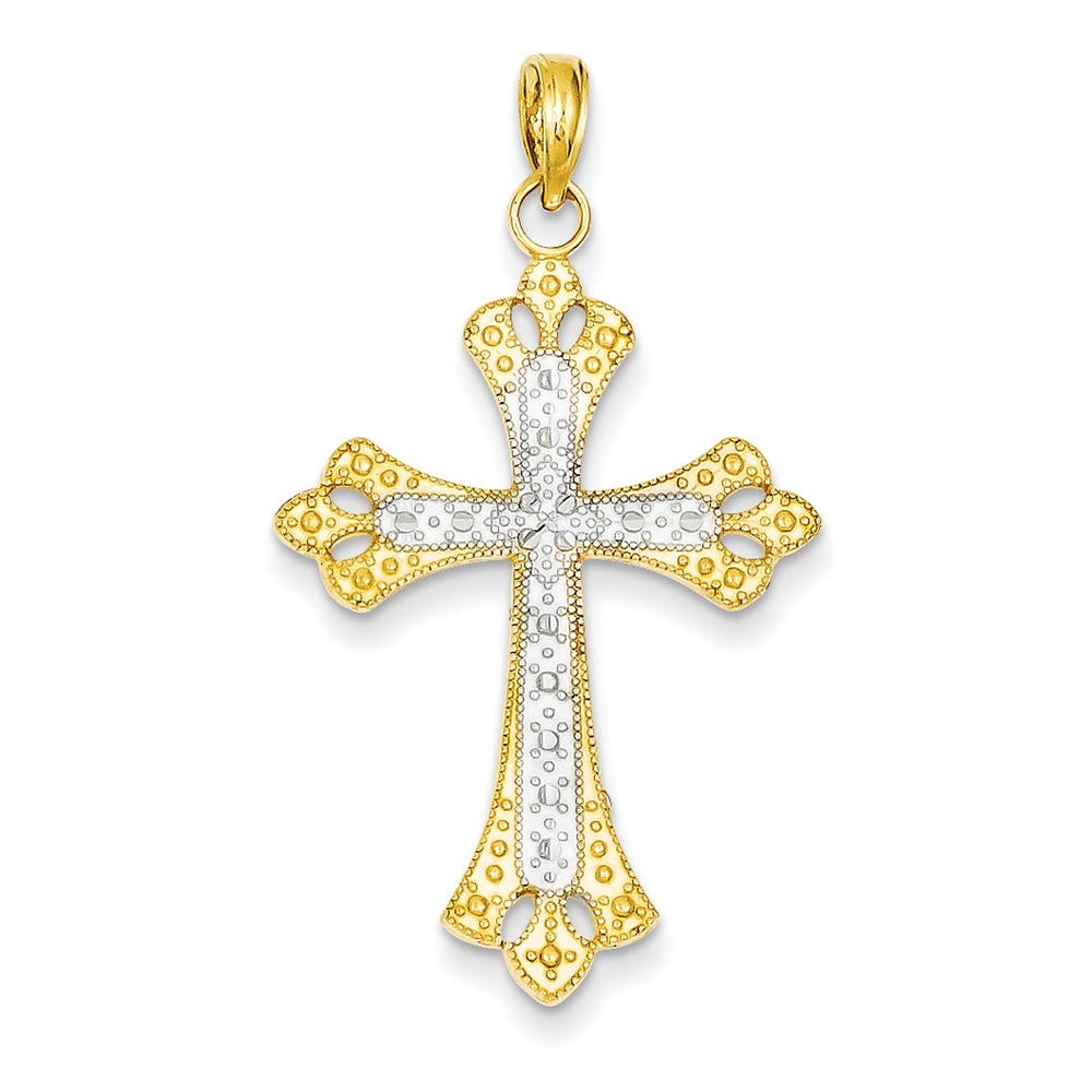 14K Yellow Gold Textured Cross Pendant