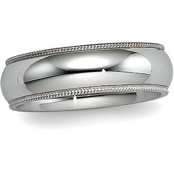 Sterling Silver Approx. 0.28 Inch Milgrain Comfort Fit Wedding Band