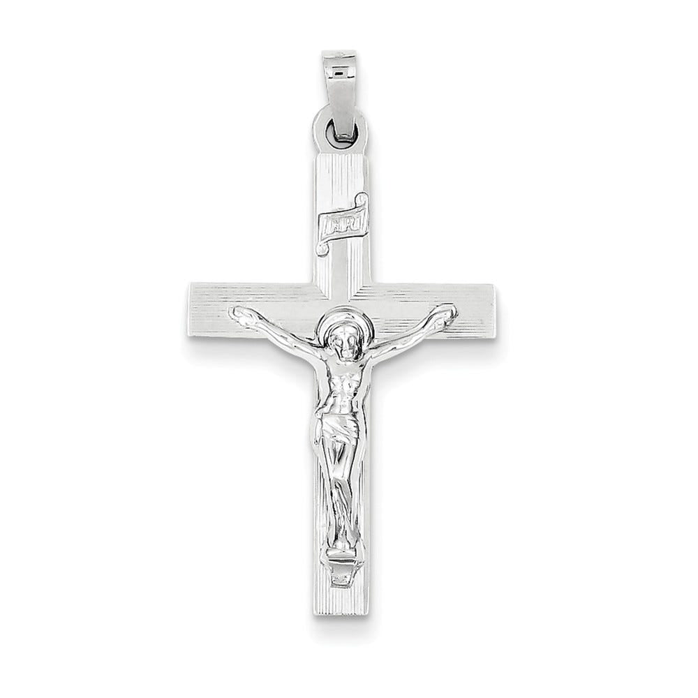 14K White Gold Inri Crucifix Charm