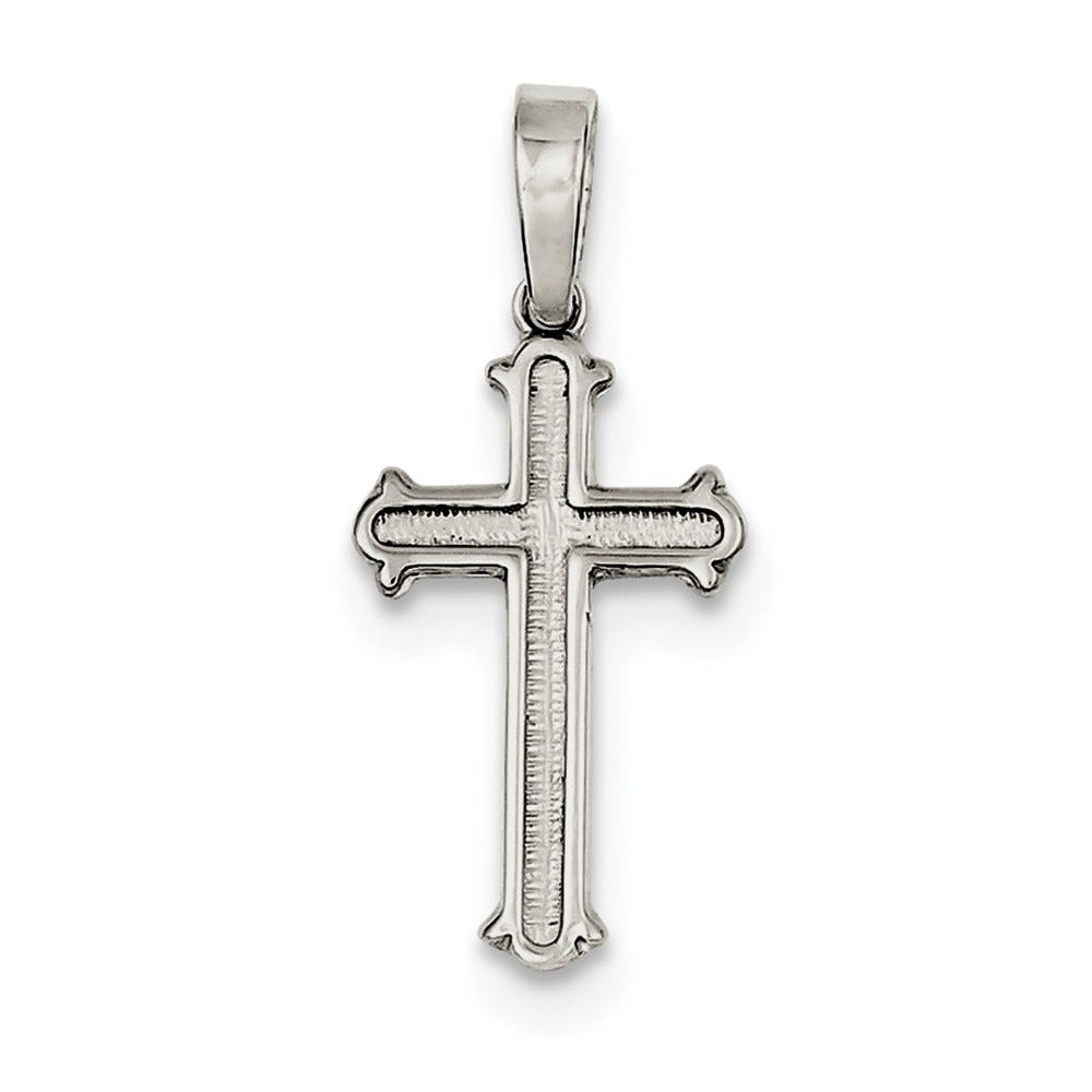 Sterling Silver Polished And Texture Center Finish Cross Pendant