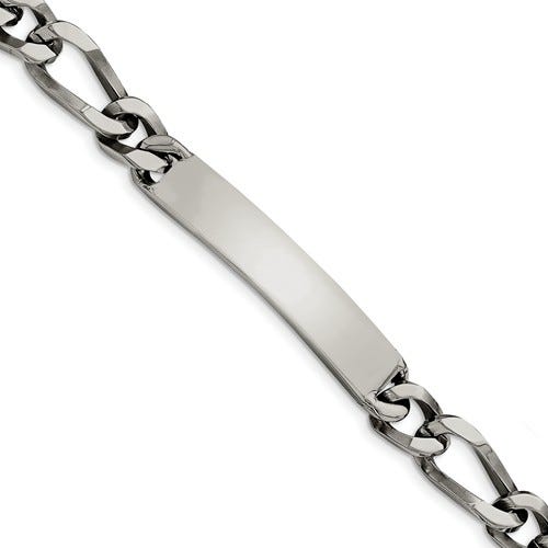Custom Engraved Stainless Steel Men's Figaro Link ID Bracelet
