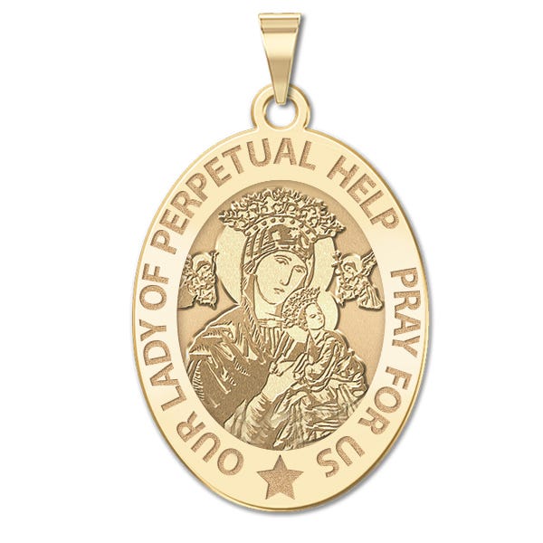 Our Lady of Perpetual Help Religious Medal Oval