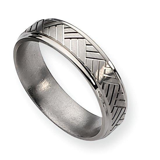 Titanium Basket Weave Design Approx. 0.24 Inch Satin and Polished Wedding Band