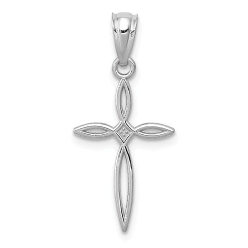 14K White Gold Passion Openwork Cross Charm