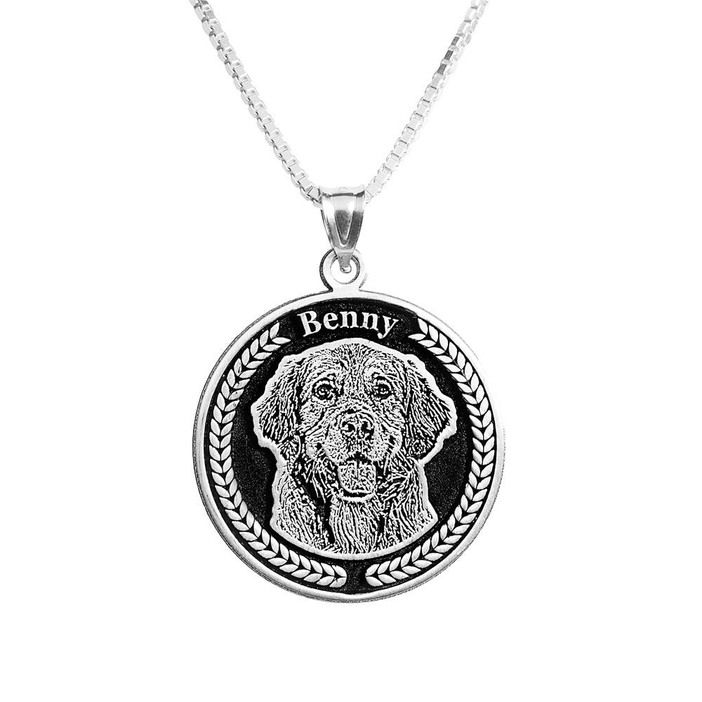 Antiqued Memoriam Laser Etched Photo Pendant