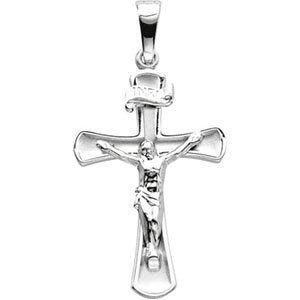 14K White Gold Flared-Arm Crucifix Pendant