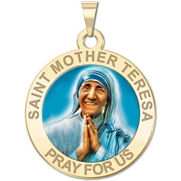 Saint Mother Teresa Religious Medal In Color