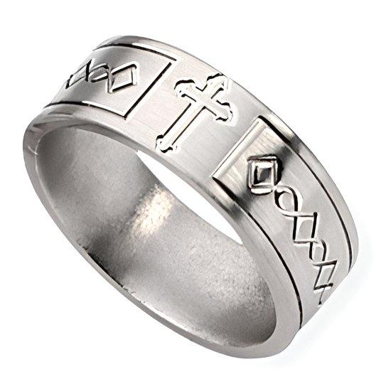 Titanium Cross Design Flat Approx. 0.31 Inch Satin Wedding Band