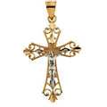 Two Tone Openwork-Scrolls Crucifix Pendant