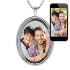 Polished Oval Photo Pendant with Beveled Frame