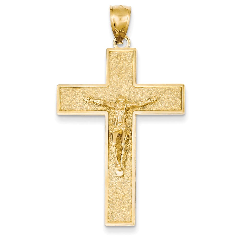 14K Textured Crucifix Latin Cross Pendant