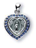 Sterling Silver Miraculous Medal With Synthetic Sapphires