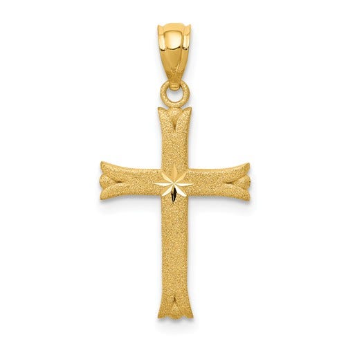14K Satin Cross Charm