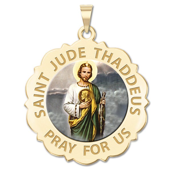 Saint Jude Scalloped Religious Medal "Color"