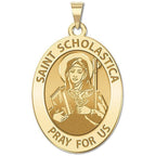 Saint Scholastica Religious Medal Oval