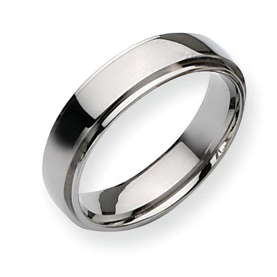 Titanium Polished Ridged Edge Approx. 0.24 Inch Wedding Band