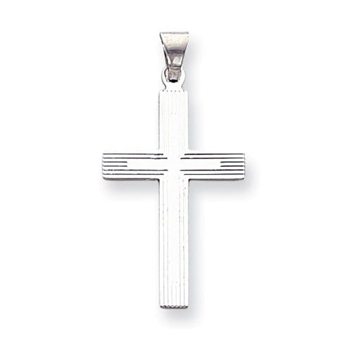 14K White Gold Solid Cross Pendant