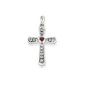 White Gold Ruby And Diamond Cross Pendant