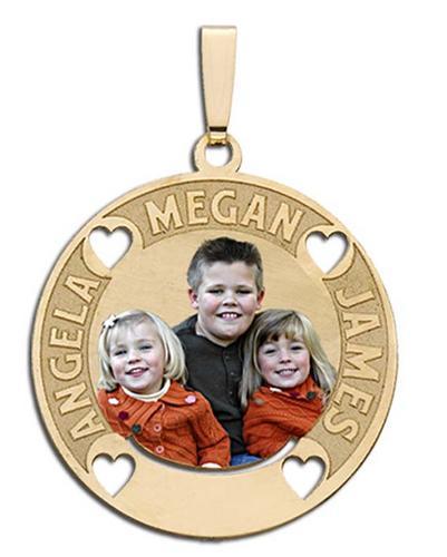 Round Pendant w/ Three Names Etched