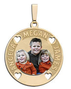 Round Pendant w/ Three Names Etched