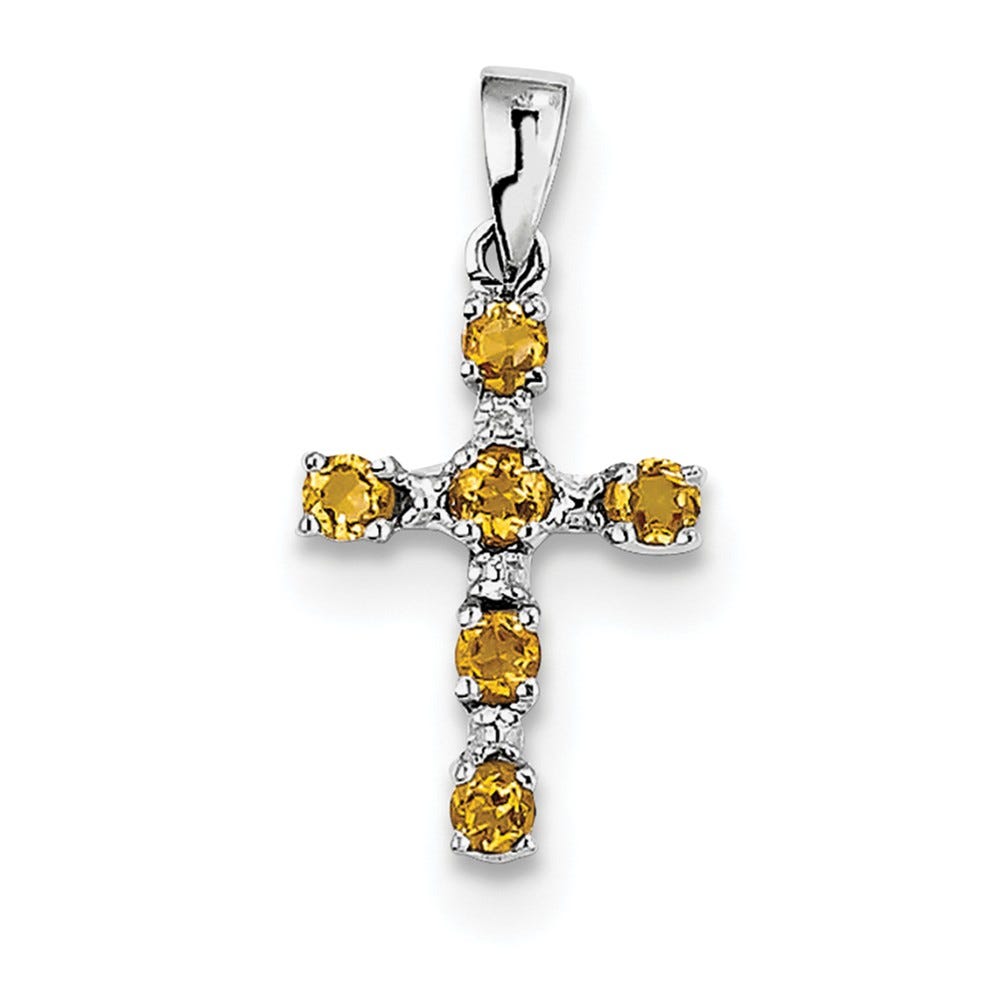 Citrine And Diamond Cross Pendant