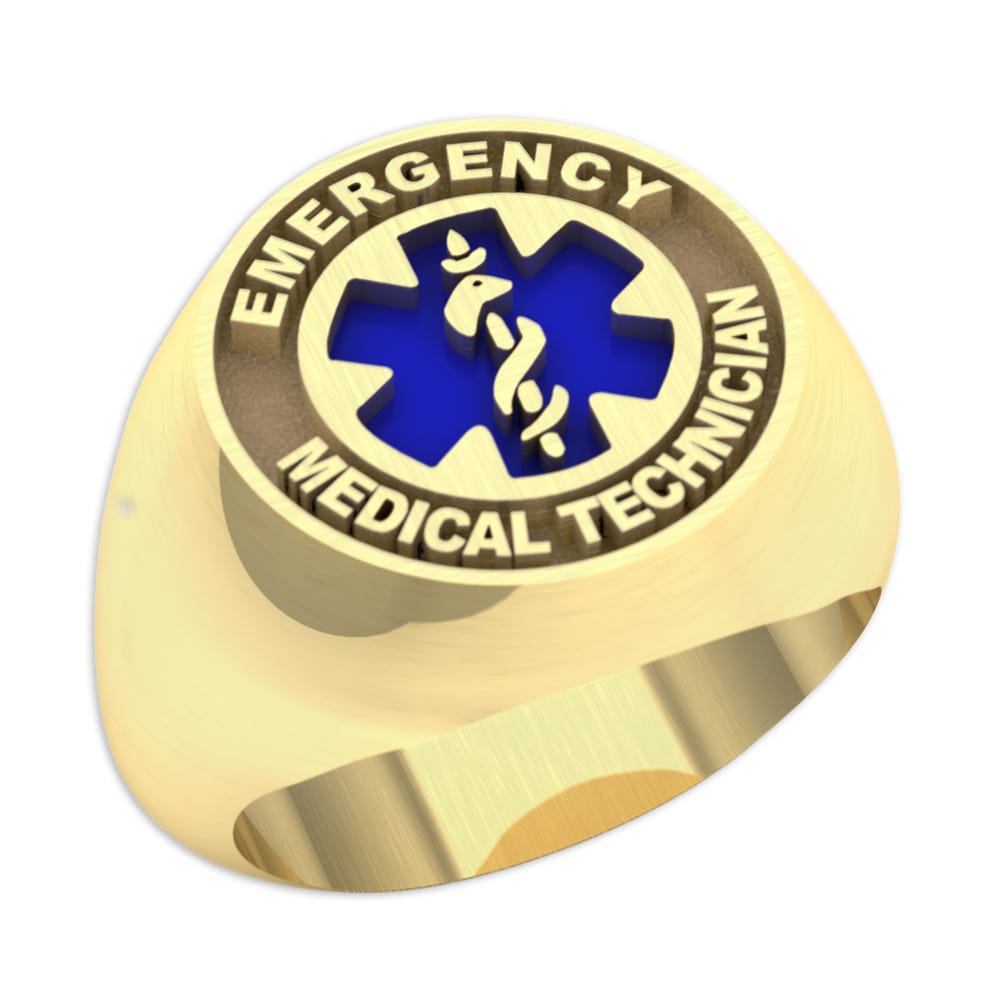 Emergency Medical Technician - Round Signet EMT Ring