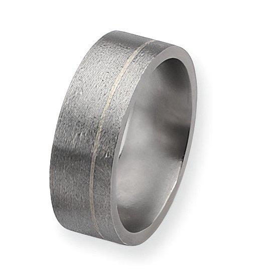 Titanium and Sterling Inlays Satin Approx. 0.31 Inch Wedding Band