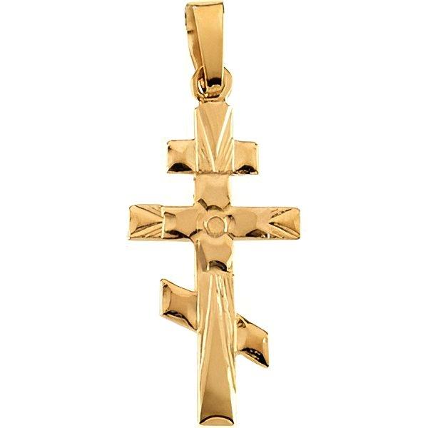 Solid 14K Gold Orthodox Cross Pendant