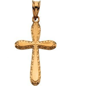 Solid 14K Gold Fancy Cross Pendant