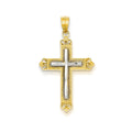 Rhodium Diamond-Cut Cross Pendant