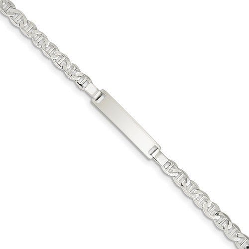 Custom Engraved Sterling Silver Children's Anchor Link ID Bracelet