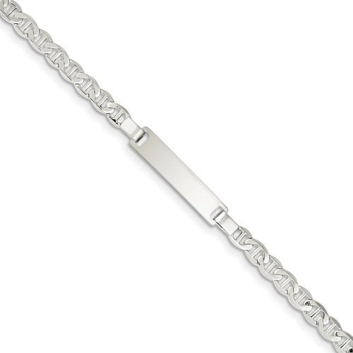 Custom Engraved Sterling Silver Children's Anchor Link ID Bracelet
