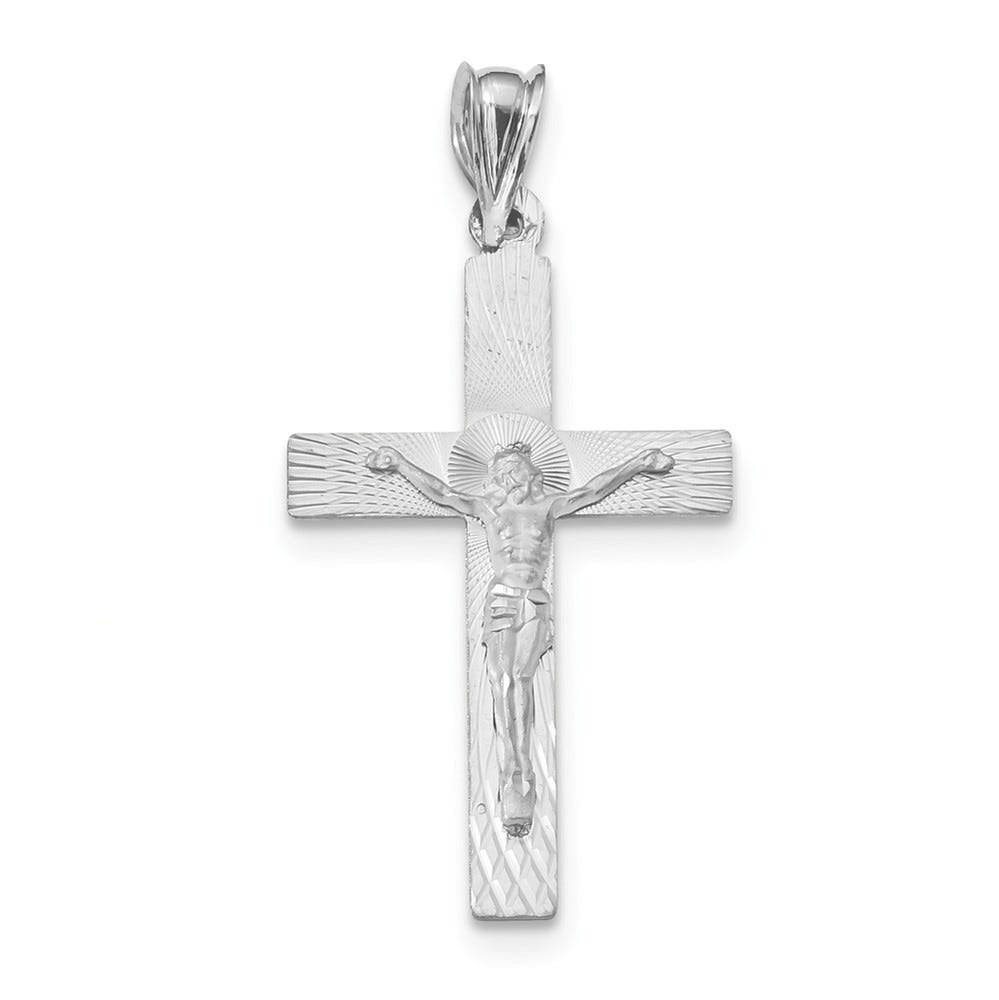 14K White Gold Crucifix Pendant
